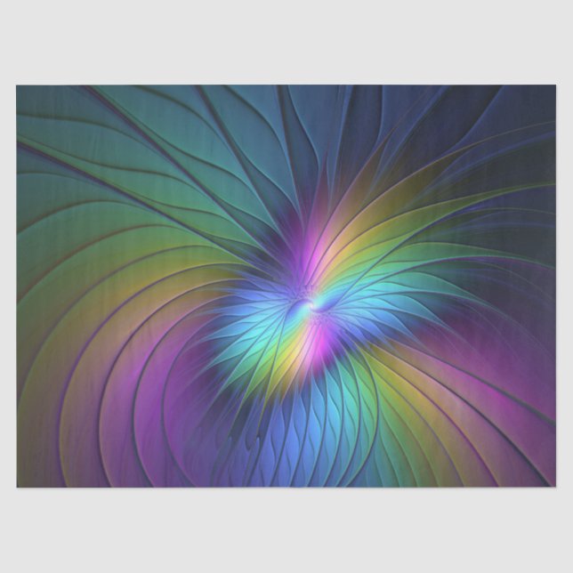 Colourful With Blue Modern Abstract Fractal Art Tissue Paper (Front)