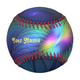 Colourful With Blue Modern Abstract Fractal Name Baseball