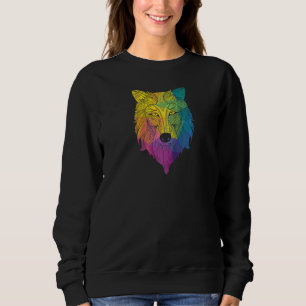 Colourful Wold Head Wolf Raglan Sweatshirt