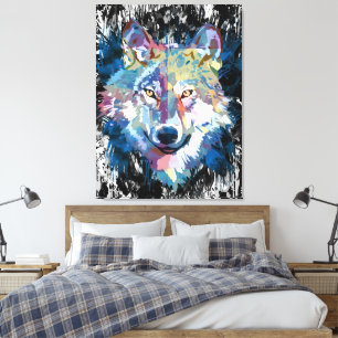 Colourful Wolf Canvas Print Wolf Head Art Print