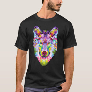 Colourful Wolf Head Art Face For Wolves Wildlife T-Shirt