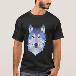 Colourful Wolf Head Tee Men Women Geometric Polygo