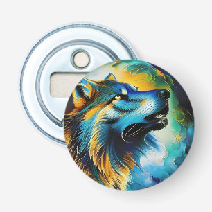 Colourful Wolf Howl Bottle Opener