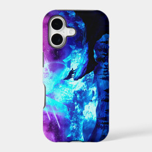 Colourful wolf howling