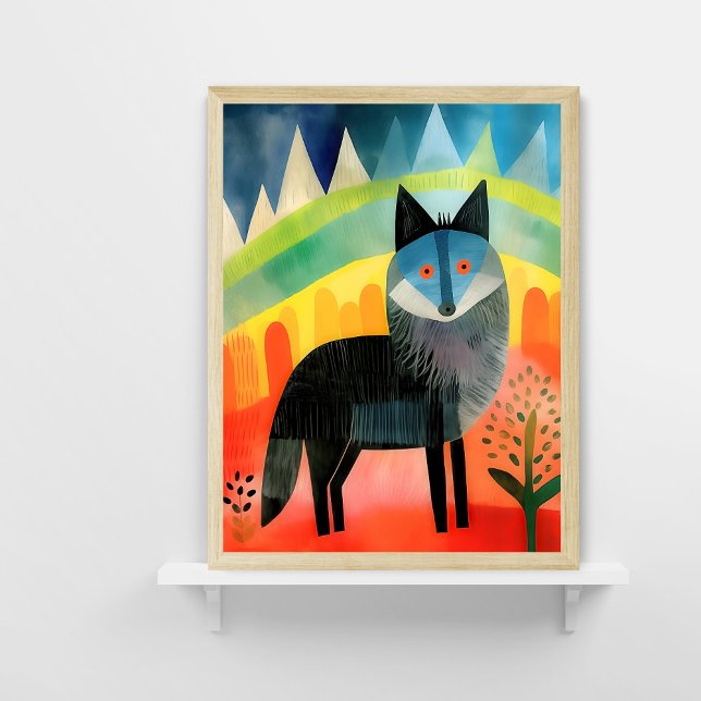 Colourful Wolf Nursery Art Poster (Creator Uploaded)