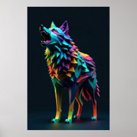 Colourful wolf polygon abstract art