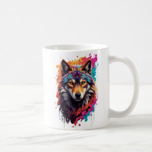 Colourful Wolf Portrait Abstract Animal Art-87694 Coffee Mug
