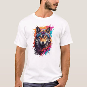 Colourful Wolf Portrait Abstract Animal Art-87694 T-Shirt