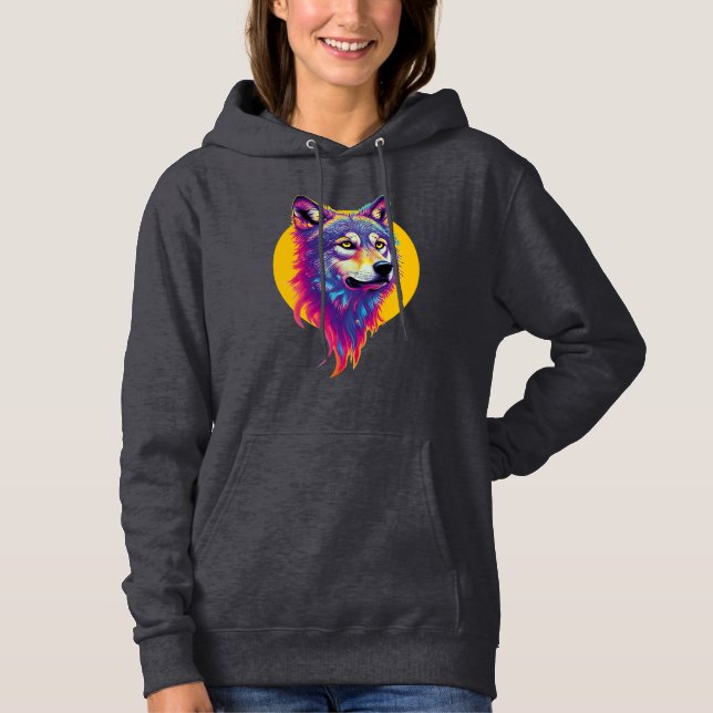 Colourful Wolf portrait Hoodie (Front)