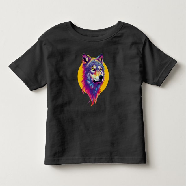 Colourful Wolf portrait Toddler T-Shirt (Front)