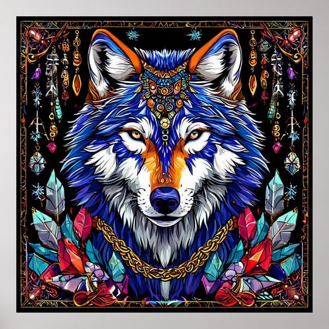 Colourful Wolf Poster (Front)