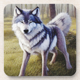 Colourful Wolf Standing    Coaster