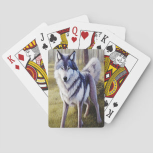 Colourful Wolf Standing Playing Cards