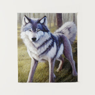 Colourful Wolf Standing Tapestry