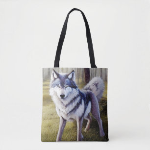 Colourful Wolf Standing    Tote Bag