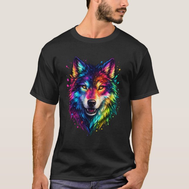 Colourful Wolf T-Shirt (Front)