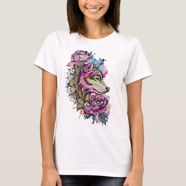 Colourful wolf tshirt  (Front)