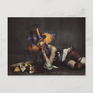 Colourful Woman Dressed as Clown Postcard
