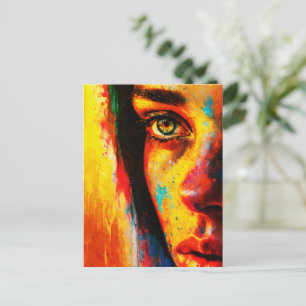 Colourful Woman Portrait Vibrant Close-Up Eye Postcard
