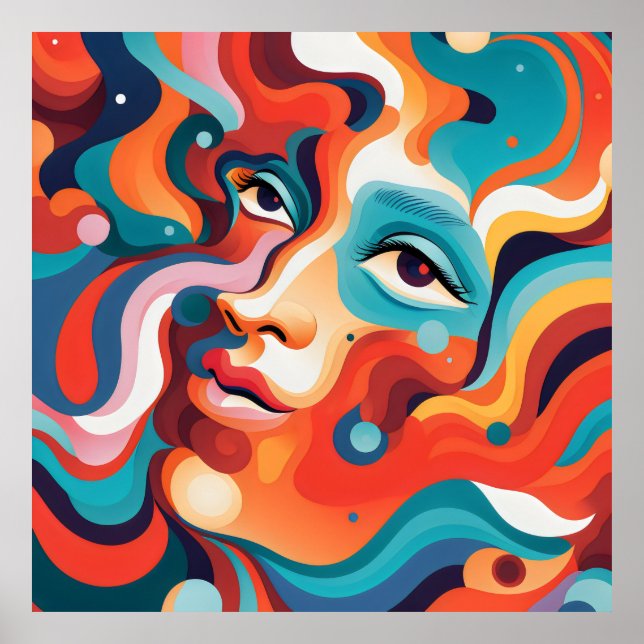 Colourful Woman Vibrant Whirl of Emotions Poster (Front)