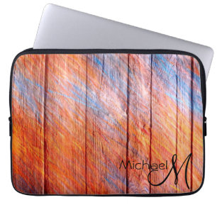 Colourful Wood Abstract Painting #10 Laptop Sleeve