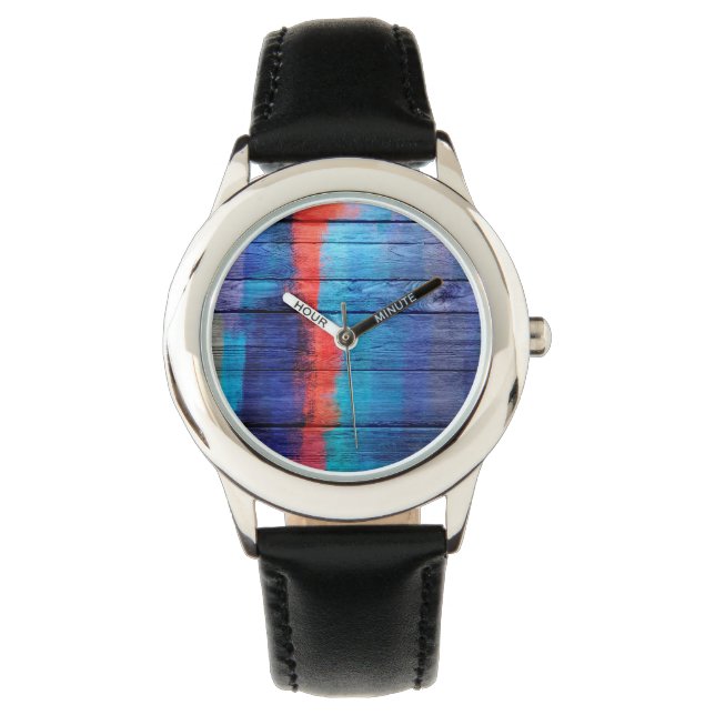 Colourful Wood Abstract Painting #8 Watch (Front)