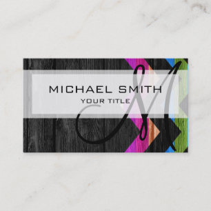 Colourful wood chevron pattern #10 business card
