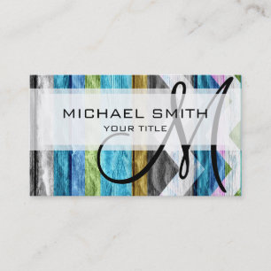 Colourful wood chevron pattern #6 business card