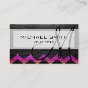 Colourful wood chevron stripes #12 business card