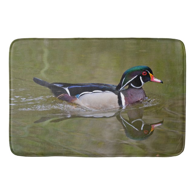 Colourful wood duck bath mat (Front)