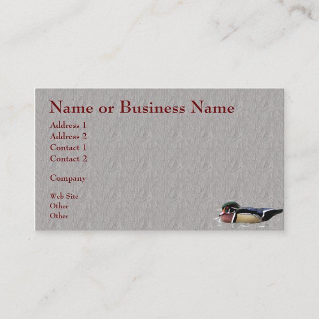 Colourful Wood Duck Business or Profile Card (Front)