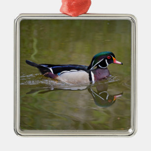 Colourful wood duck metal ornament