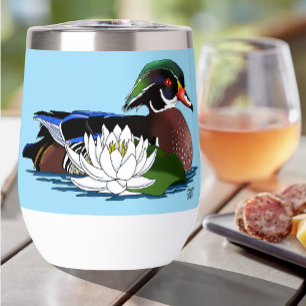Colourful Wood Duck Water Lily Wildlife Blue
