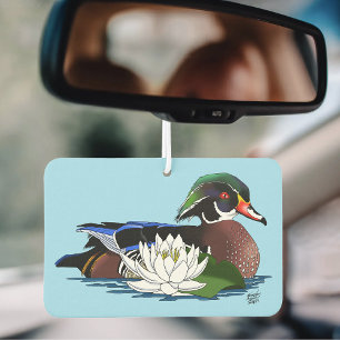 Colourful Wood Duck Water Lily Wildlife Blue Car Air Freshener