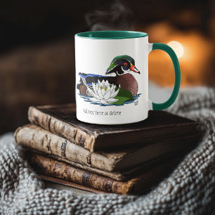 Colourful Wood Duck Water Lily Wildlife Blue Mug