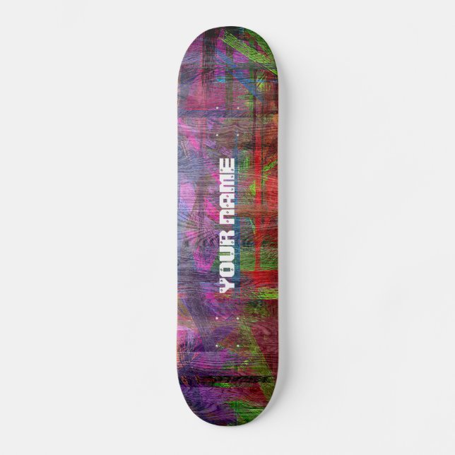Colourful Wood Grain #2 Skateboard (Front)