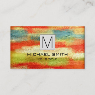 Colourful Wood Grain Elegant Monogram #2 Business Card