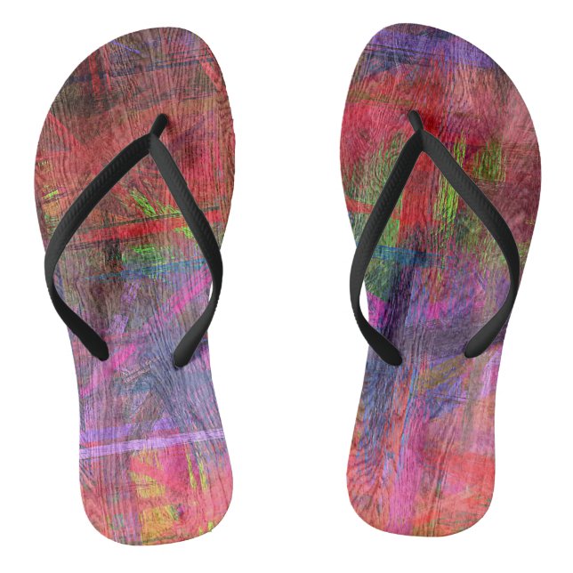 Colourful Wood Grain Texture #3 Thongs (Footbed)