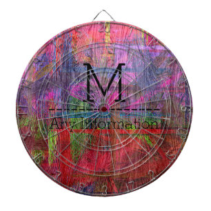 Colourful Wood Grain Texture Monogram #2 Dartboard