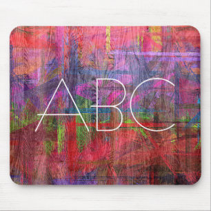 Colourful Wood Grain Texture Monogram #2 Mouse Pad