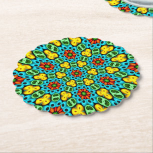 Colourful Wooden Balls Pattern Paper Coaster