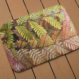 Colourful Woodland Ferns Floral Bath Mat