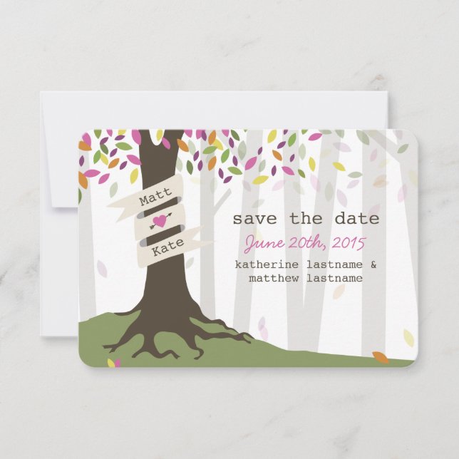 Colourful Woodland Wedding Save The Date (Front)