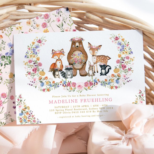 Colourful Woodland Wildflower Garden Baby Shower Invitation (Creator Uploaded)