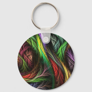 Colourful Wool-Effect Pattern Key Ring