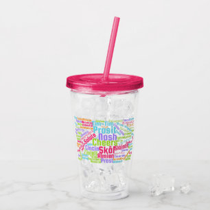 Colourful Word Art Cheers in Many Languages Acrylic Tumbler