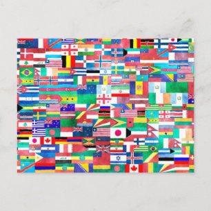 Colourful World Flags Postcard