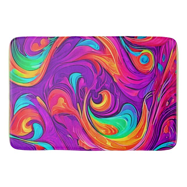 Colourful World: Flowy Patterns Bath Mat (Front)