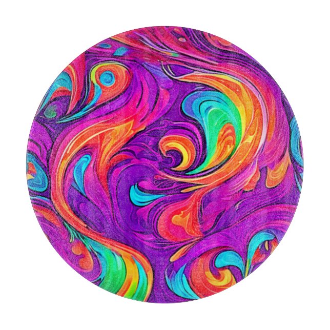Colourful World: Flowy Patterns Cutting Board (Front)