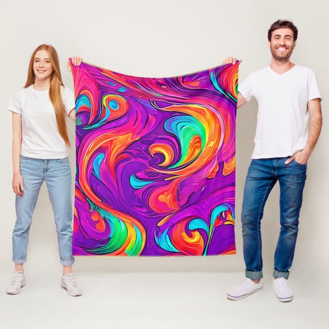 Colourful World: Flowy Patterns Fleece Blanket (In Situ)